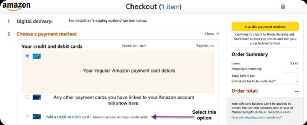 Why won't my Visa gift card work on Amazon