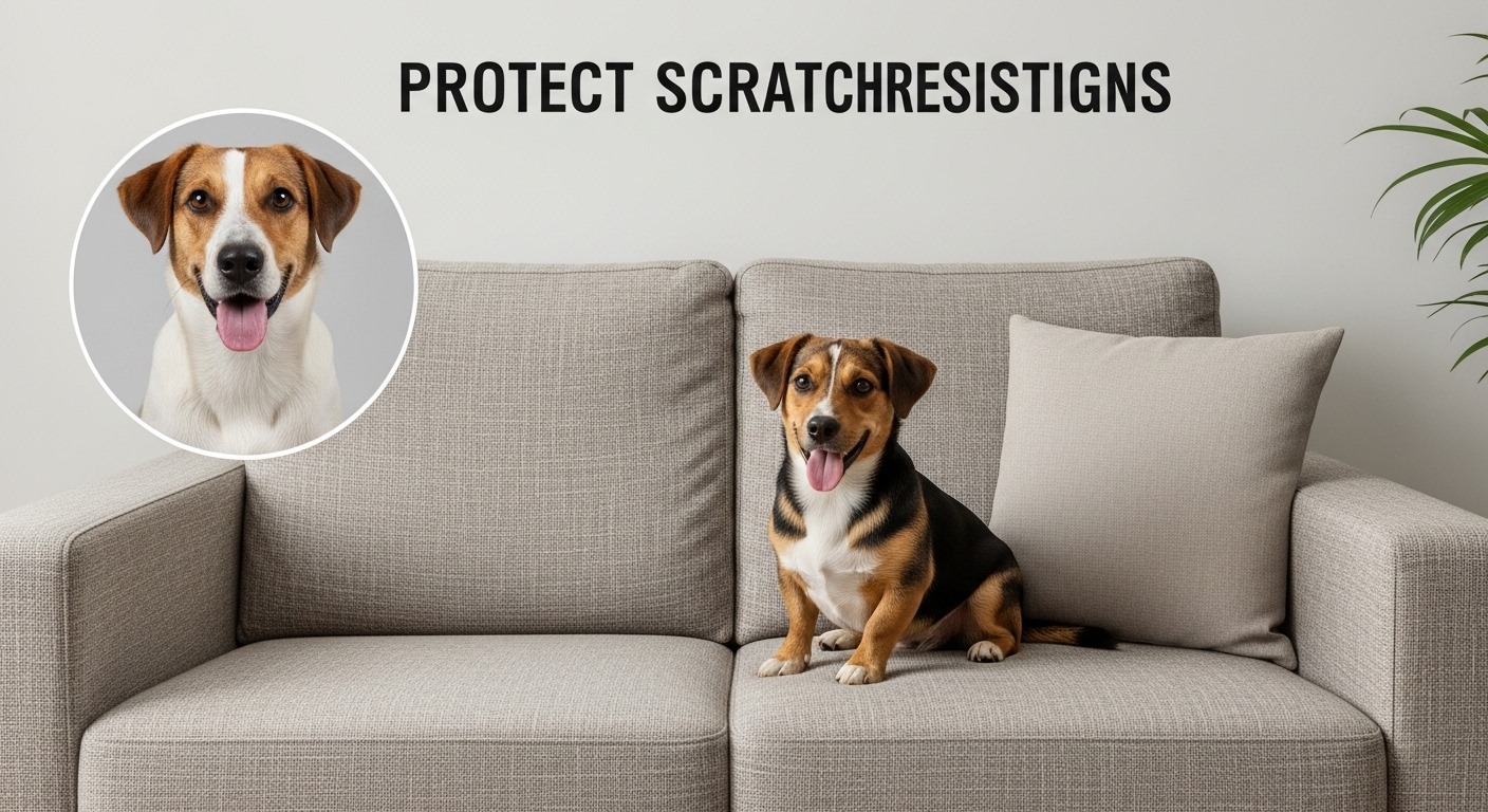 Close-up of tight-weave fabric texture on scratch-resistant sofa