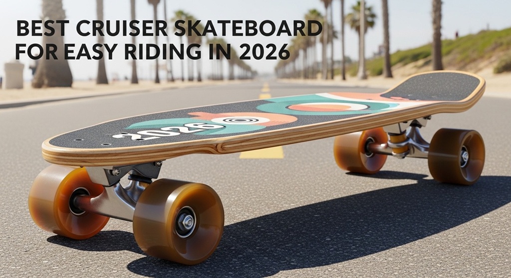 Smooth wheels cruiser skateboard on urban pavement