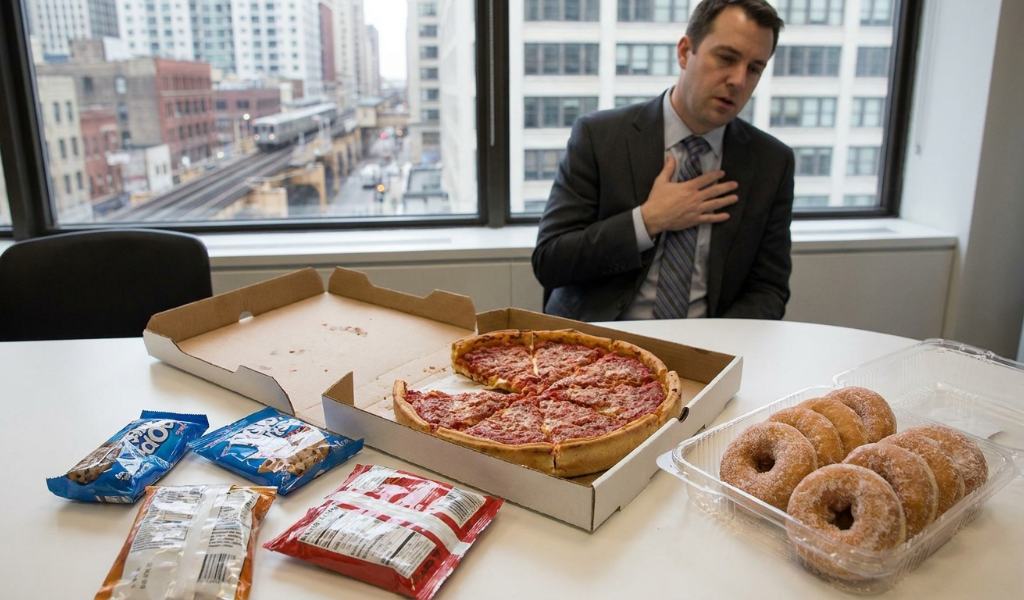 Chicago office employees taking a healthy lunch break